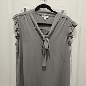 Calvin Klein Women's Gray Ruffle Blouse